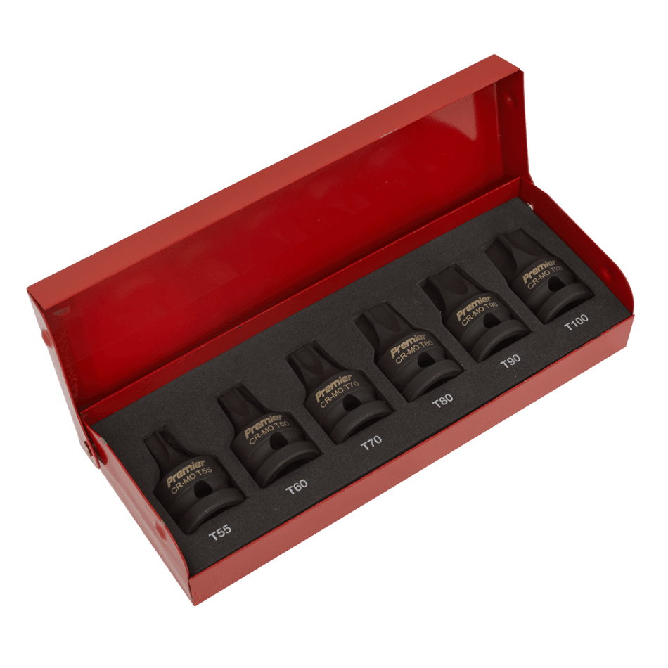Sealey Impact TRX-Star Socket Bit Set 6pc 1/2"Sq Drive Model No-AK5607