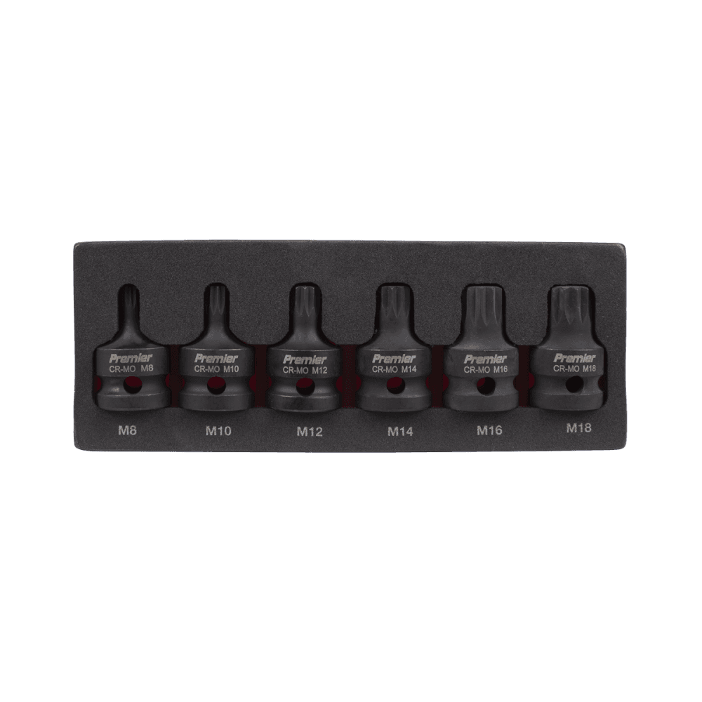 Sealey Impact Spline Socket Bit Set 6pc 1/2"Sq Drive Model No-AK5608