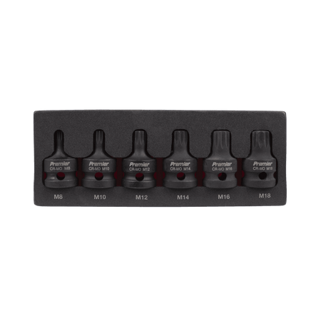 Sealey Impact Spline Socket Bit Set 6pc 1/2"Sq Drive Model No-AK5608