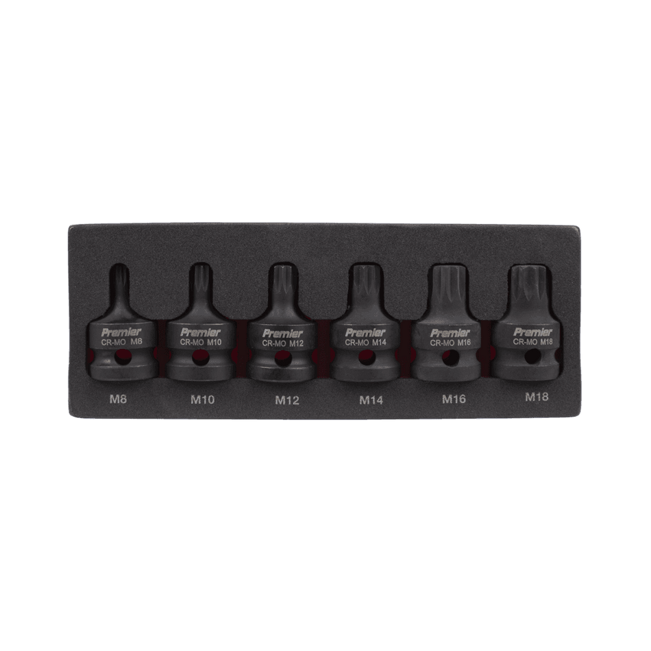 Sealey Impact Spline Socket Bit Set 6pc 1/2"Sq Drive Model No-AK5608