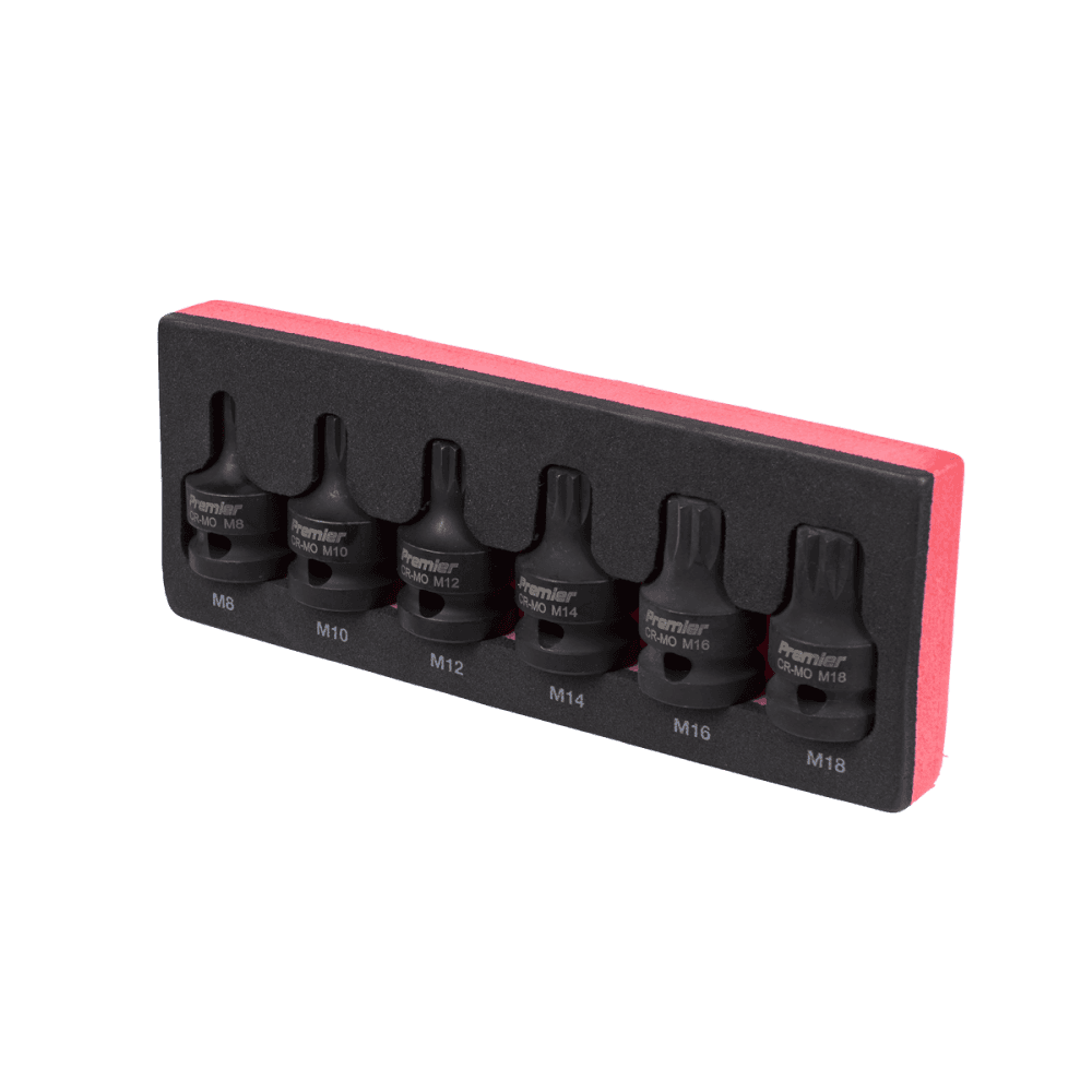 Sealey Impact Spline Socket Bit Set 6pc 1/2"Sq Drive Model No-AK5608