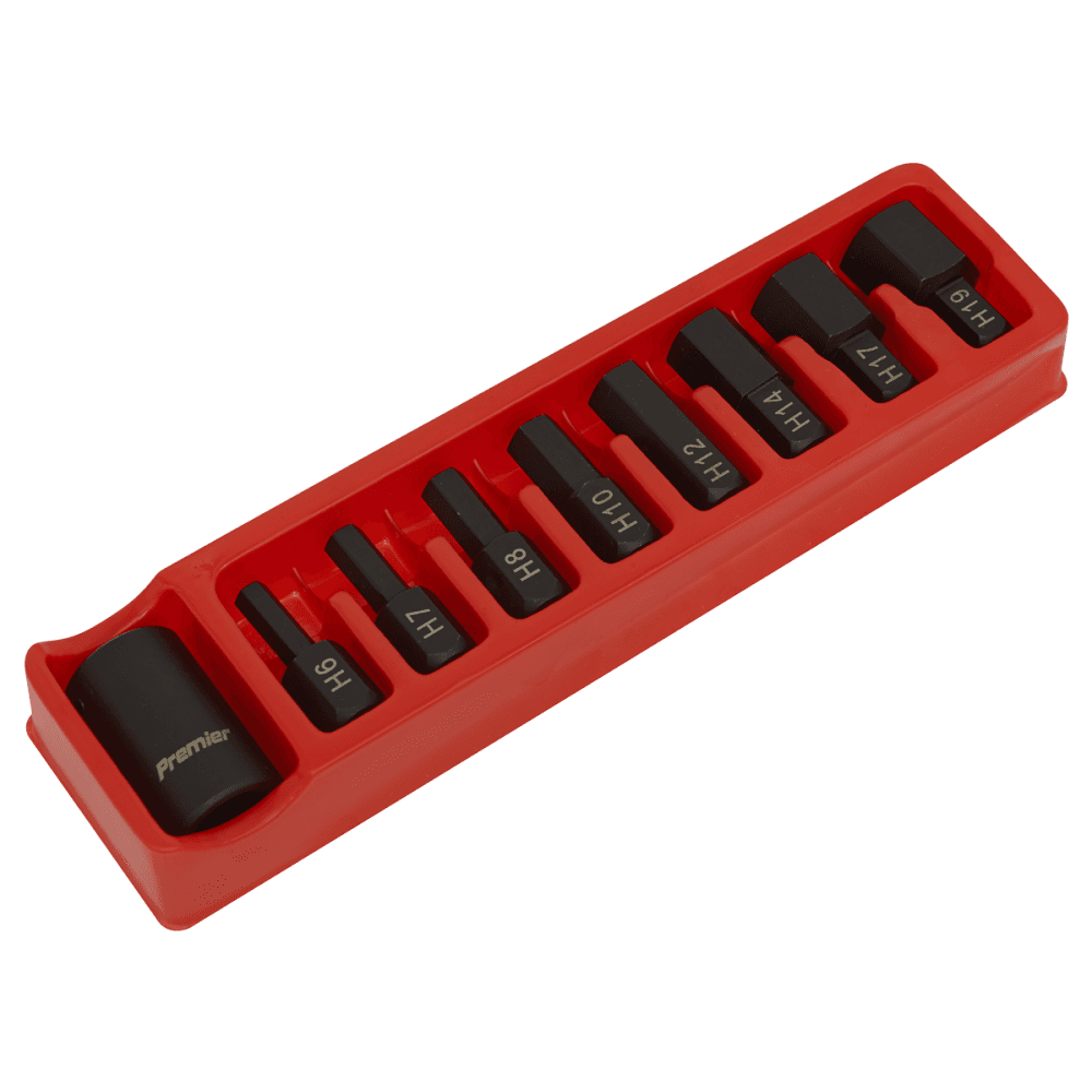 Sealey Impact Hex Bit & Holder Set 9pc 1/2"Sq Drive Model No-AK5609