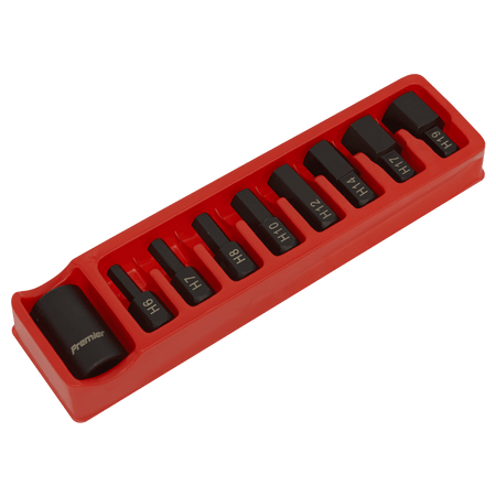 Sealey Impact Hex Bit & Holder Set 9pc 1/2"Sq Drive Model No-AK5609