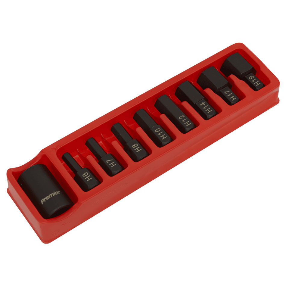 Sealey Impact Hex Bit & Holder Set 9pc 1/2"Sq Drive Model No-AK5609