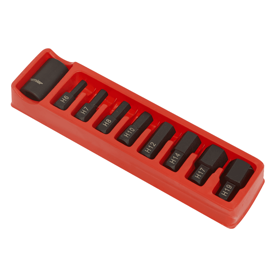 Sealey Impact Hex Bit & Holder Set 9pc 1/2"Sq Drive Model No-AK5609
