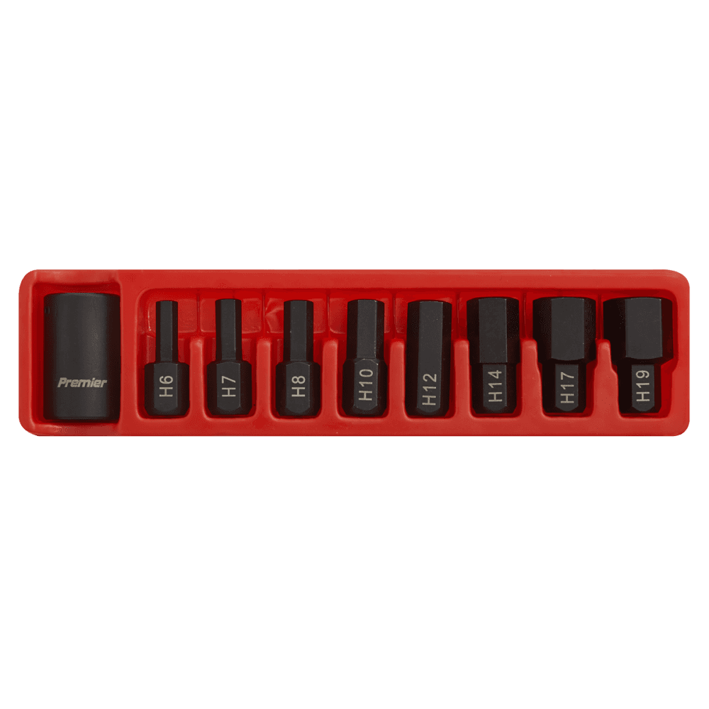 Sealey Impact Hex Bit & Holder Set 9pc 1/2"Sq Drive Model No-AK5609