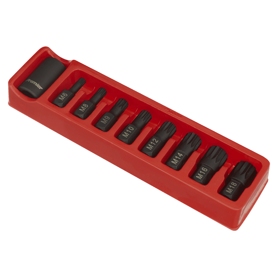Sealey Impact Spline Bit & Holder Set 9pc 1/2"Sq Drive Model No-AK5611