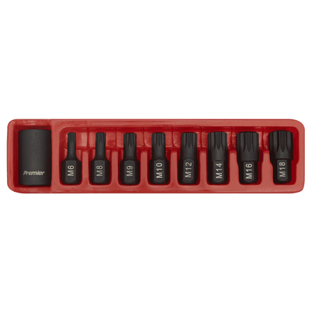 Sealey Impact Spline Bit & Holder Set 9pc 1/2"Sq Drive Model No-AK5611