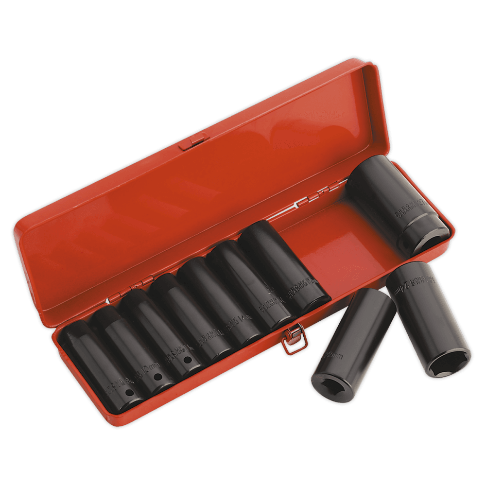 Sealey Impact Socket Set 10pc 1/2"Sq Drive Deep Metric Model No-AK58/11M