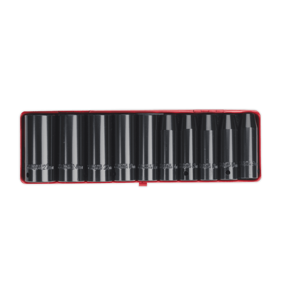 Sealey Impact Socket Set 10pc 1/2"Sq Drive Deep Metric Model No-AK58/11M