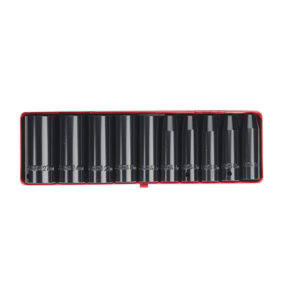 Sealey Impact Socket Set 10pc 1/2"Sq Drive Deep Metric Model No-AK58/11M