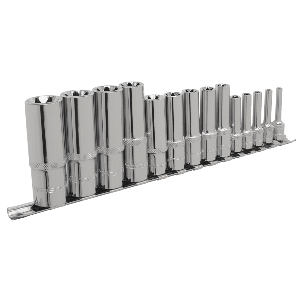 Sealey TRX-Star Socket Set 14pc Deep Female 1/4", 3/8" & 1/2"Sq Drive E4-E24 Model No-AK6114