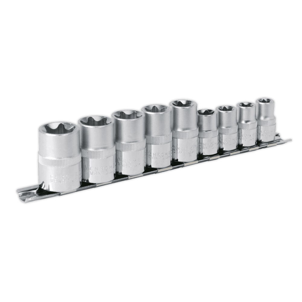 Sealey TRX-Star Socket Set 9pc 3/8" & 1/2"Sq Drive E10-E14 & E16-E24 Model No-AK617