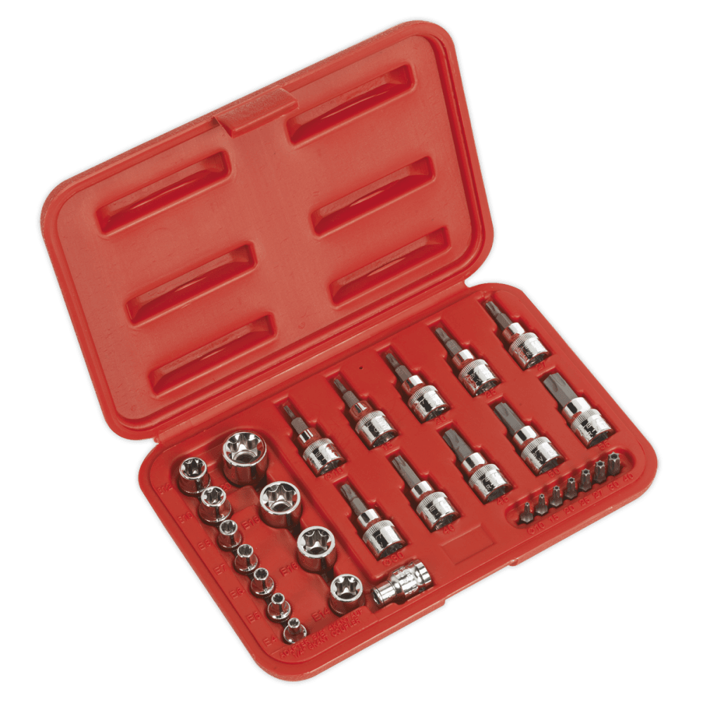 Sealey TRX-Star Socket & Security Bit Set 29pc 1/4"Sq & 3/8"Sq Drive Model No-AK6193