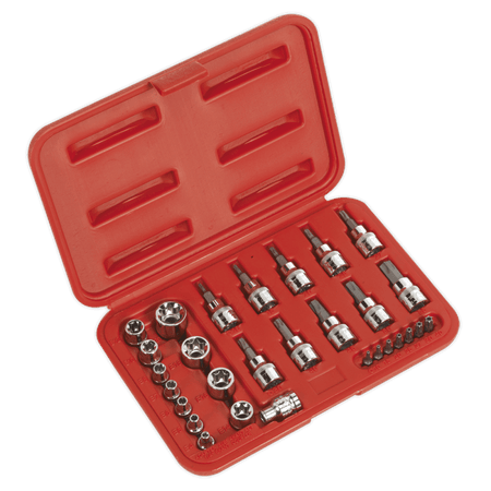 Sealey TRX-Star Socket & Security Bit Set 29pc 1/4"Sq & 3/8"Sq Drive Model No-AK6193