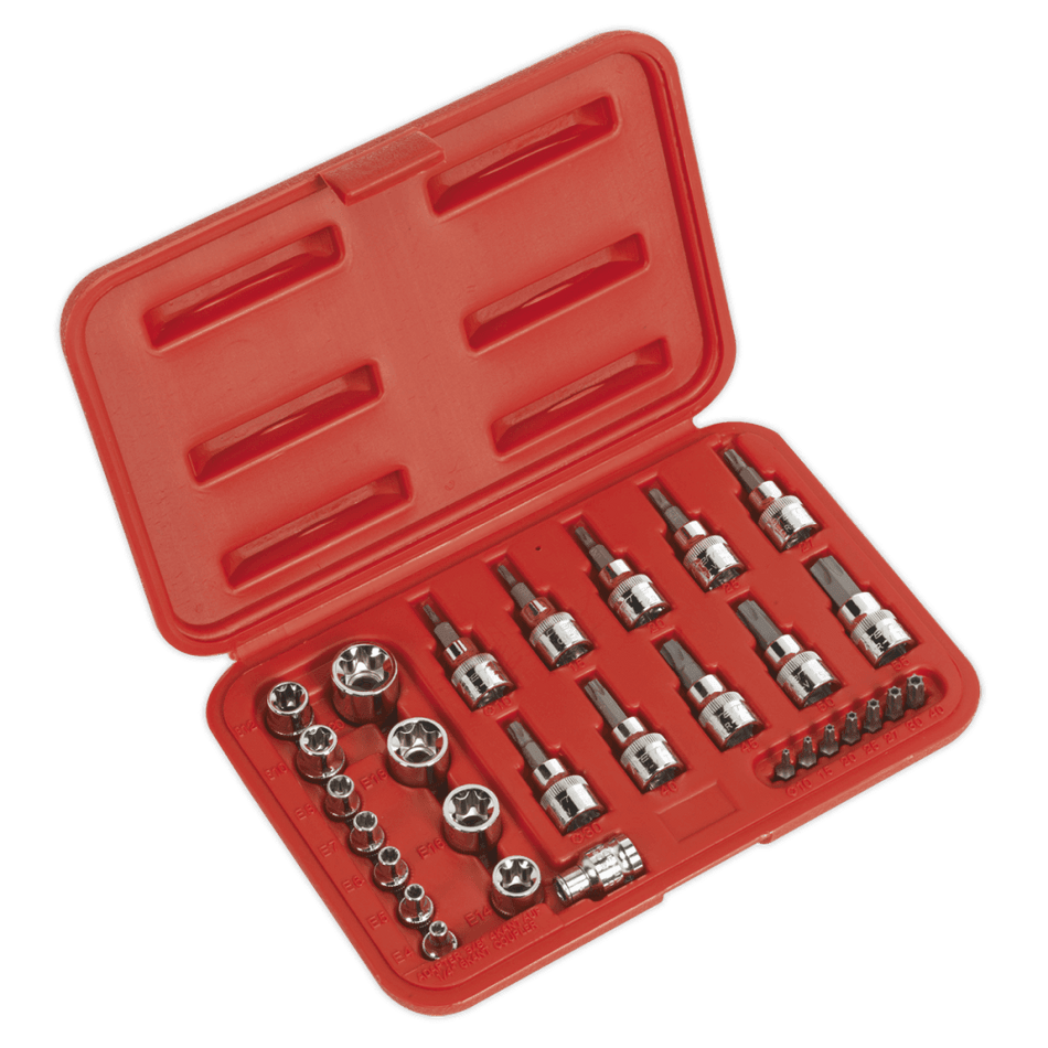 Sealey TRX-Star Socket & Security Bit Set 29pc 1/4"Sq & 3/8"Sq Drive Model No-AK6193