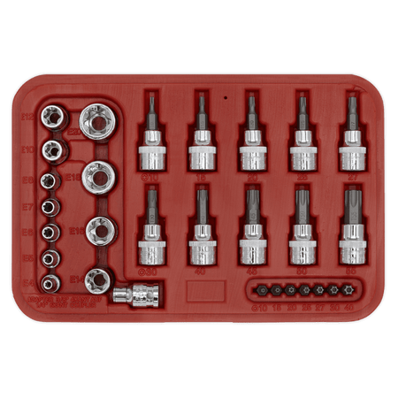 Sealey TRX-Star Socket & Security Bit Set 29pc 1/4"Sq & 3/8"Sq Drive Model No-AK6193
