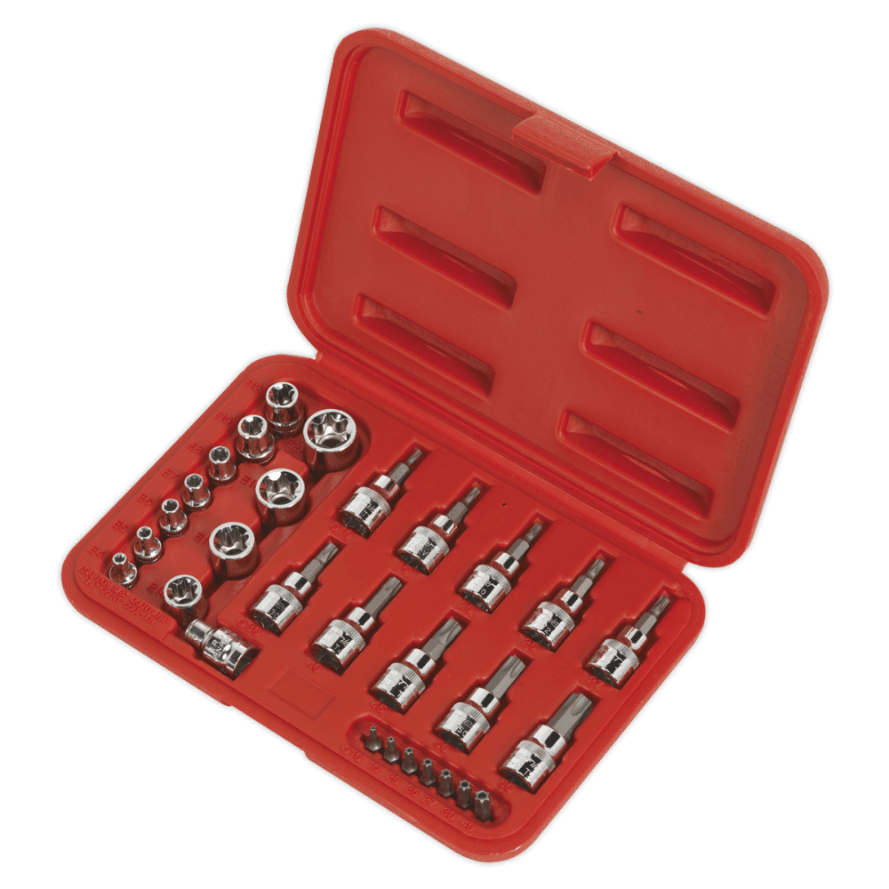 Sealey TRX-Star Socket & Security Bit Set 29pc 1/4"Sq & 3/8"Sq Drive Model No-AK6193