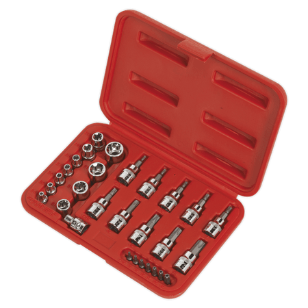 Sealey TRX-Star Socket & Security Bit Set 29pc 1/4"Sq & 3/8"Sq Drive Model No-AK6193