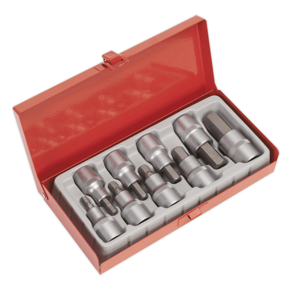 Sealey Hex Socket Bit Set 9pc 1/2"Sq Drive Model No-AK620