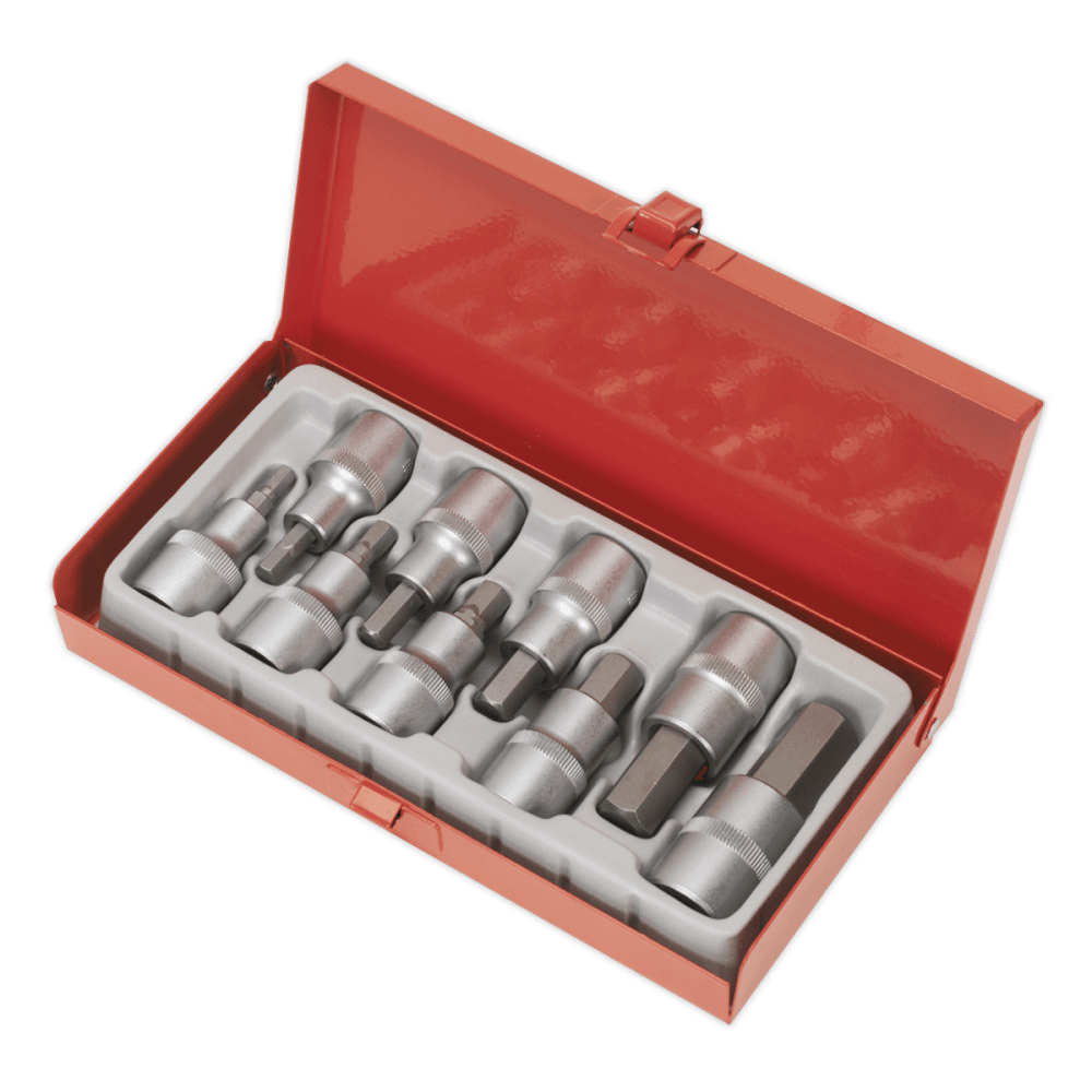 Sealey Hex Socket Bit Set 9pc 1/2"Sq Drive Model No-AK620