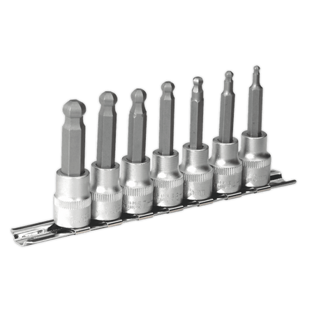 Sealey Hex Ball-End Socket Bit Set 7pc Metric 3/8"Sq Drive 62mm Model No-AK621