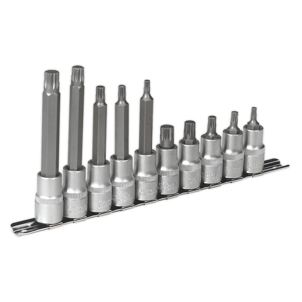 Sealey Spline Socket Bit Set 10pc 1/2"Sq Drive Model No-AK6215
