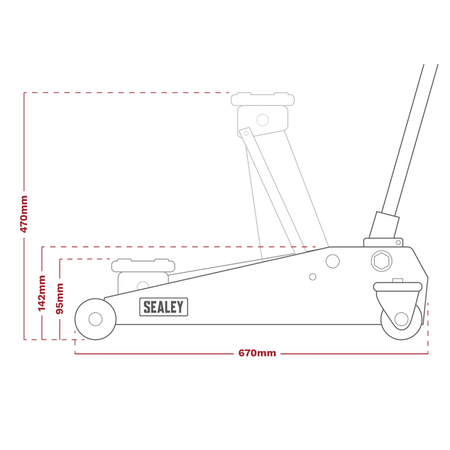Sealey Trolley Jack 2.5tonne Aluminium/Steel Rocket Lift Model No-RJAS2500