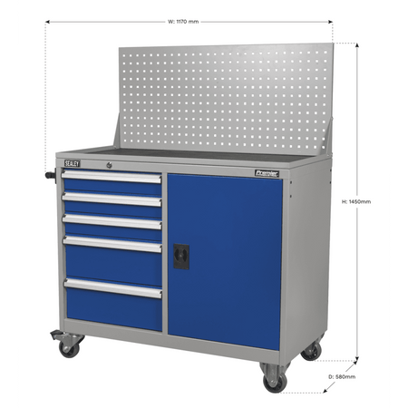 Sealey Industrial Mobile Workstation 5 Drawer & 1 Shelf Locker Model No-API1103A