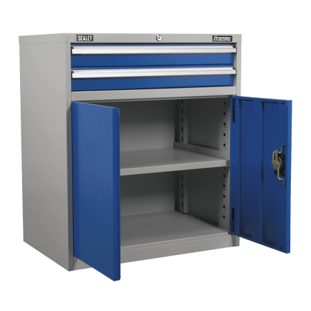Sealey Industrial Cabinet 2 Drawer & 1 Shelf Double Locker Model No-API8810