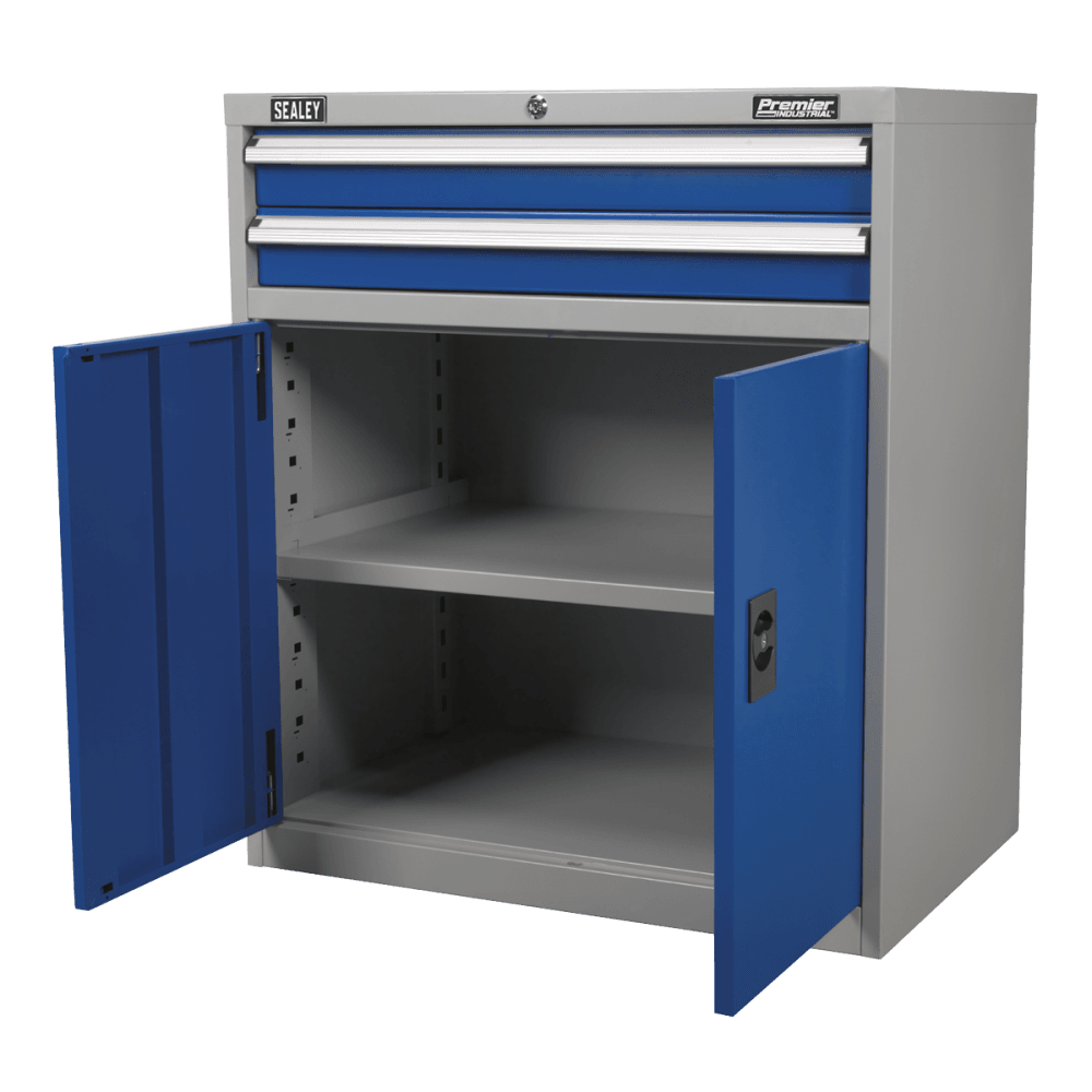Sealey Industrial Cabinet 2 Drawer & 1 Shelf Double Locker Model No-API8810