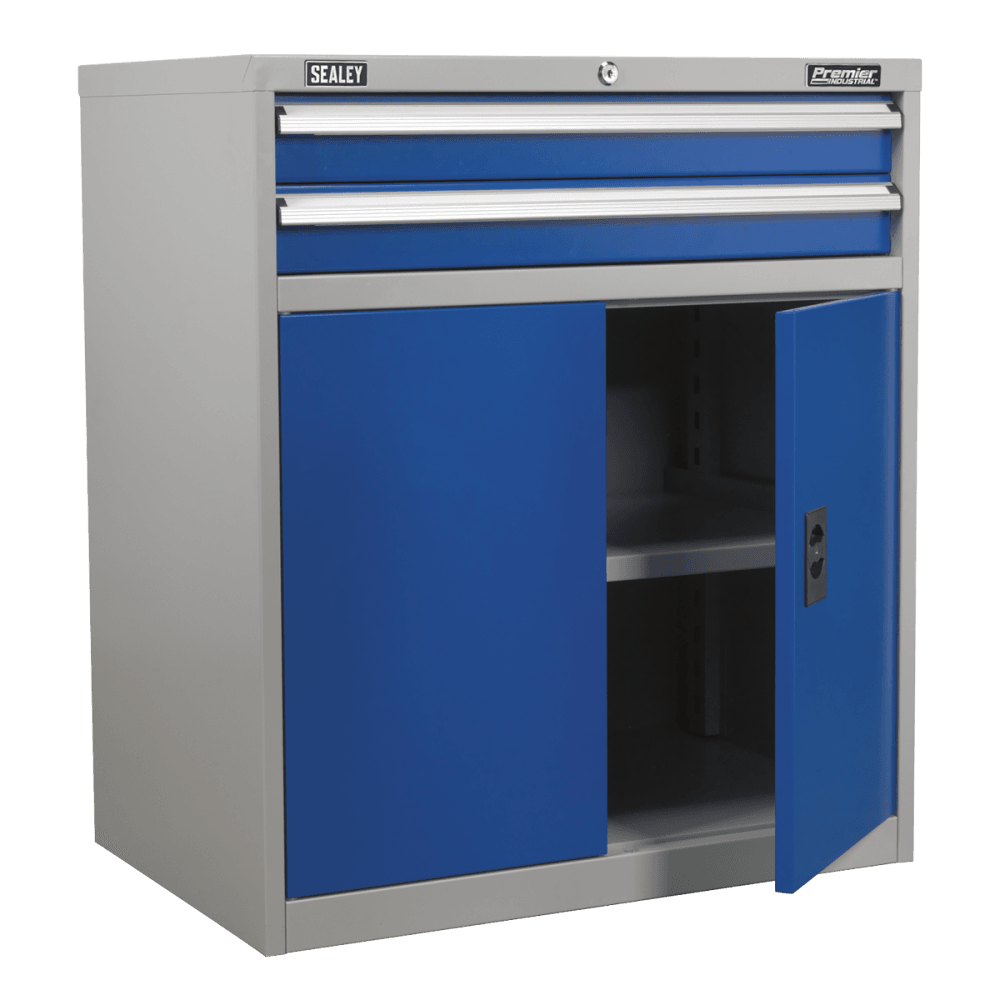 Sealey Industrial Cabinet 2 Drawer & 1 Shelf Double Locker Model No-API8810