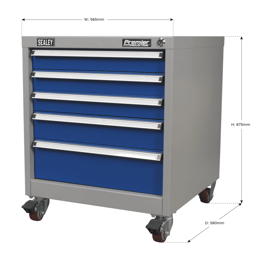 Sealey Mobile Industrial Cabinet 5 Drawer Model No-API5657B