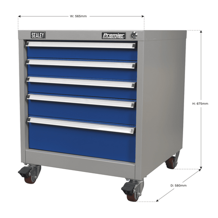 Sealey Mobile Industrial Cabinet 5 Drawer Model No-API5657B