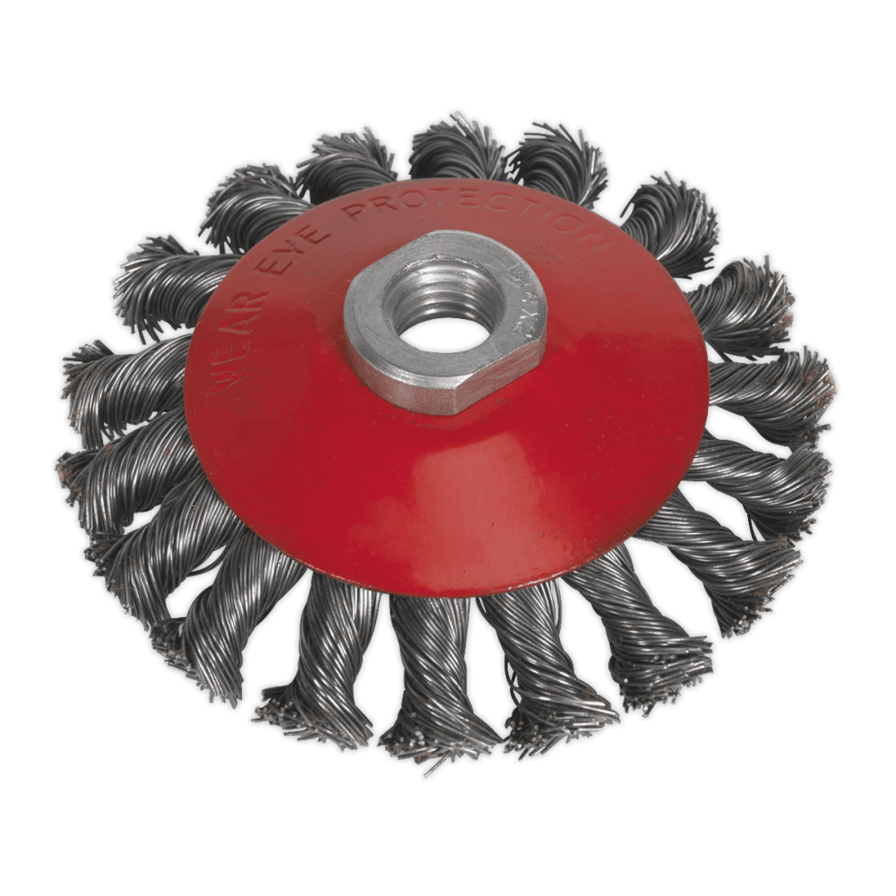 Sealey Conical Wire Brush 100mm M10 x 1.5mm Model No-CWB100