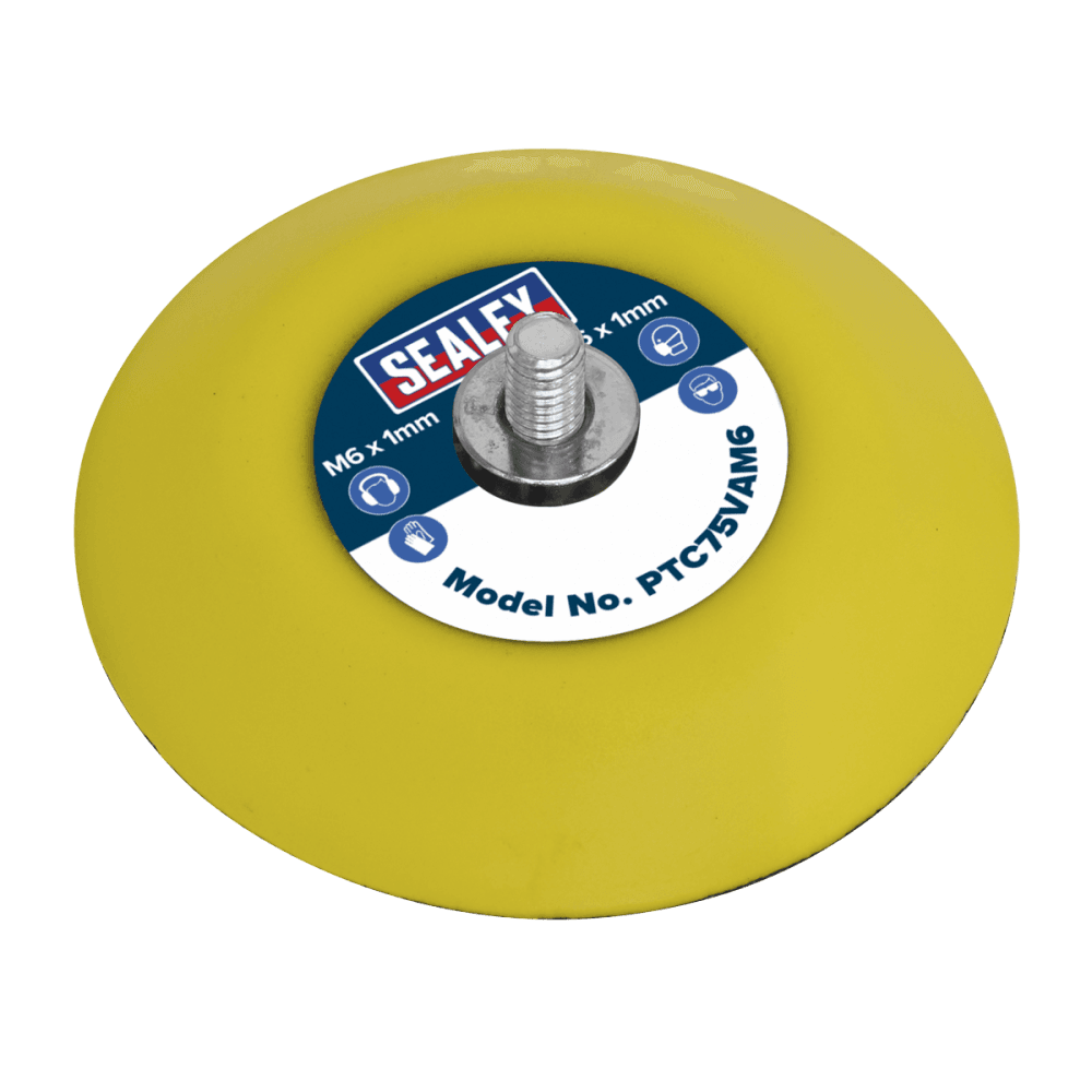 Sealey Hook & Loop Backing Pad 71mm M6 x 1mm Model No-PTC75VAM6