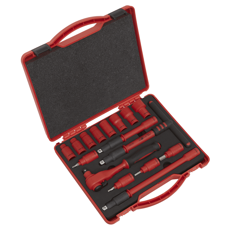 Sealey Insulated Socket Set 16pc 3/8"Sq Drive 6pt WallDrive VDE/TUV/GS Approved Model No-AK7940