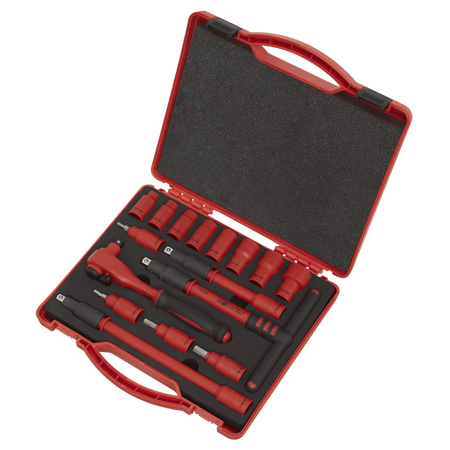 Sealey Insulated Socket Set 16pc 3/8"Sq Drive 6pt WallDrive VDE/TUV/GS Approved Model No-AK7940