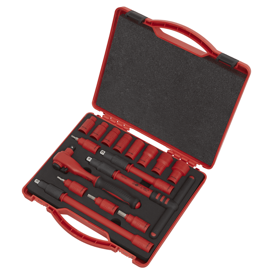 Sealey Insulated Socket Set 16pc 3/8"Sq Drive 6pt WallDrive VDE/TUV/GS Approved Model No-AK7940