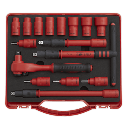 Sealey Insulated Socket Set 16pc 3/8"Sq Drive 6pt WallDrive VDE/TUV/GS Approved Model No-AK7940