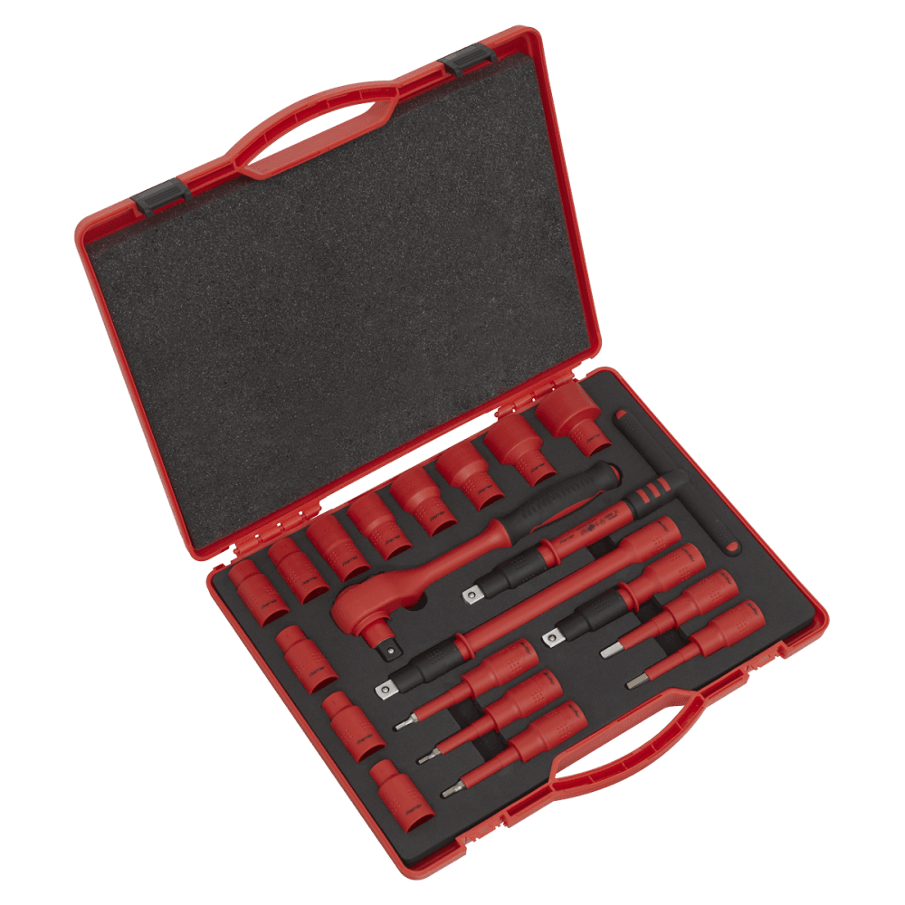 Sealey Insulated Socket Set 20pc 1/2"Sq Drive 6pt WallDrive VDE/TUV/GS Approved Model No-AK7941