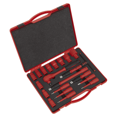 Sealey Insulated Socket Set 20pc 1/2"Sq Drive 6pt WallDrive VDE/TUV/GS Approved Model No-AK7941
