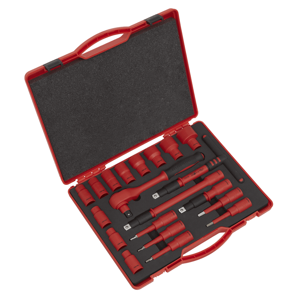 Sealey Insulated Socket Set 20pc 1/2"Sq Drive 6pt WallDrive VDE/TUV/GS Approved Model No-AK7941