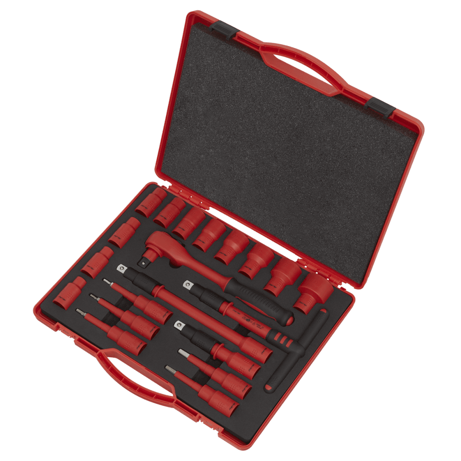 Sealey Insulated Socket Set 20pc 1/2"Sq Drive 6pt WallDrive VDE/TUV/GS Approved Model No-AK7941