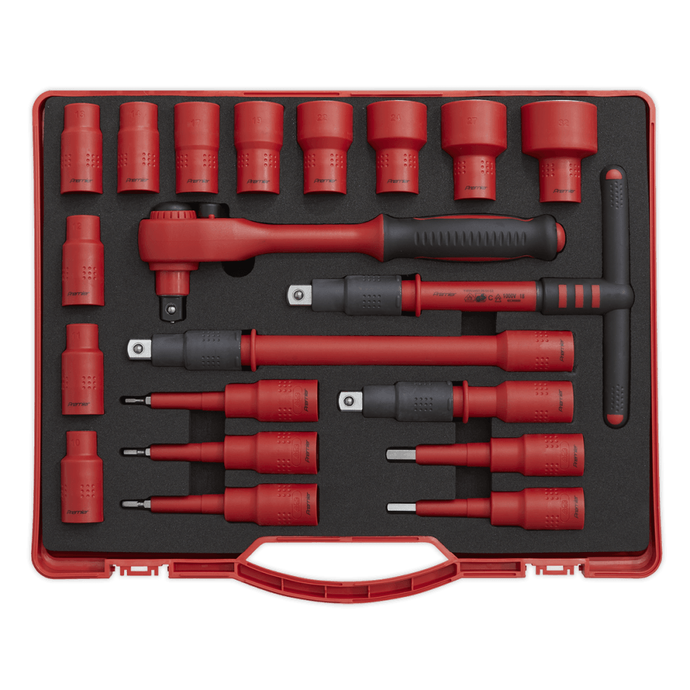 Sealey Insulated Socket Set 20pc 1/2"Sq Drive 6pt WallDrive VDE/TUV/GS Approved Model No-AK7941