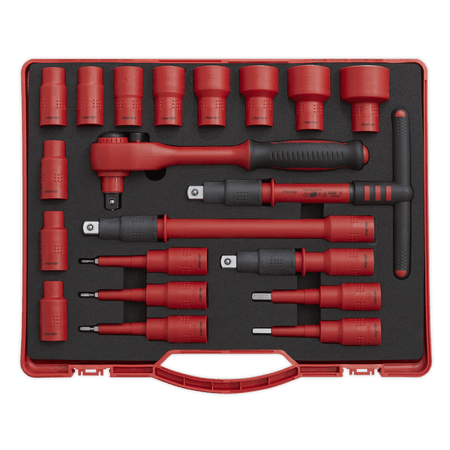 Sealey Insulated Socket Set 20pc 1/2"Sq Drive 6pt WallDrive VDE/TUV/GS Approved Model No-AK7941