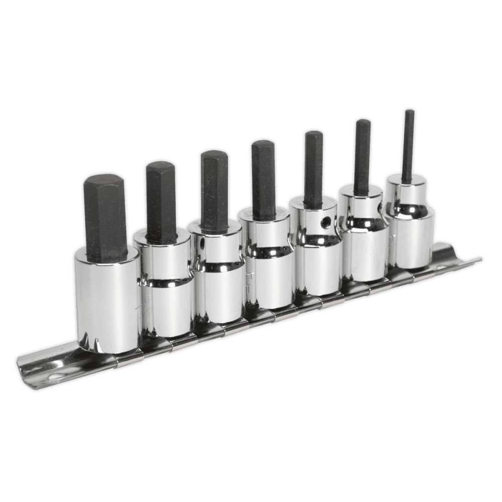 Sealey Hex Socket Bit Set 7pc 3/8"Sq Drive Metric Model No-AK62253