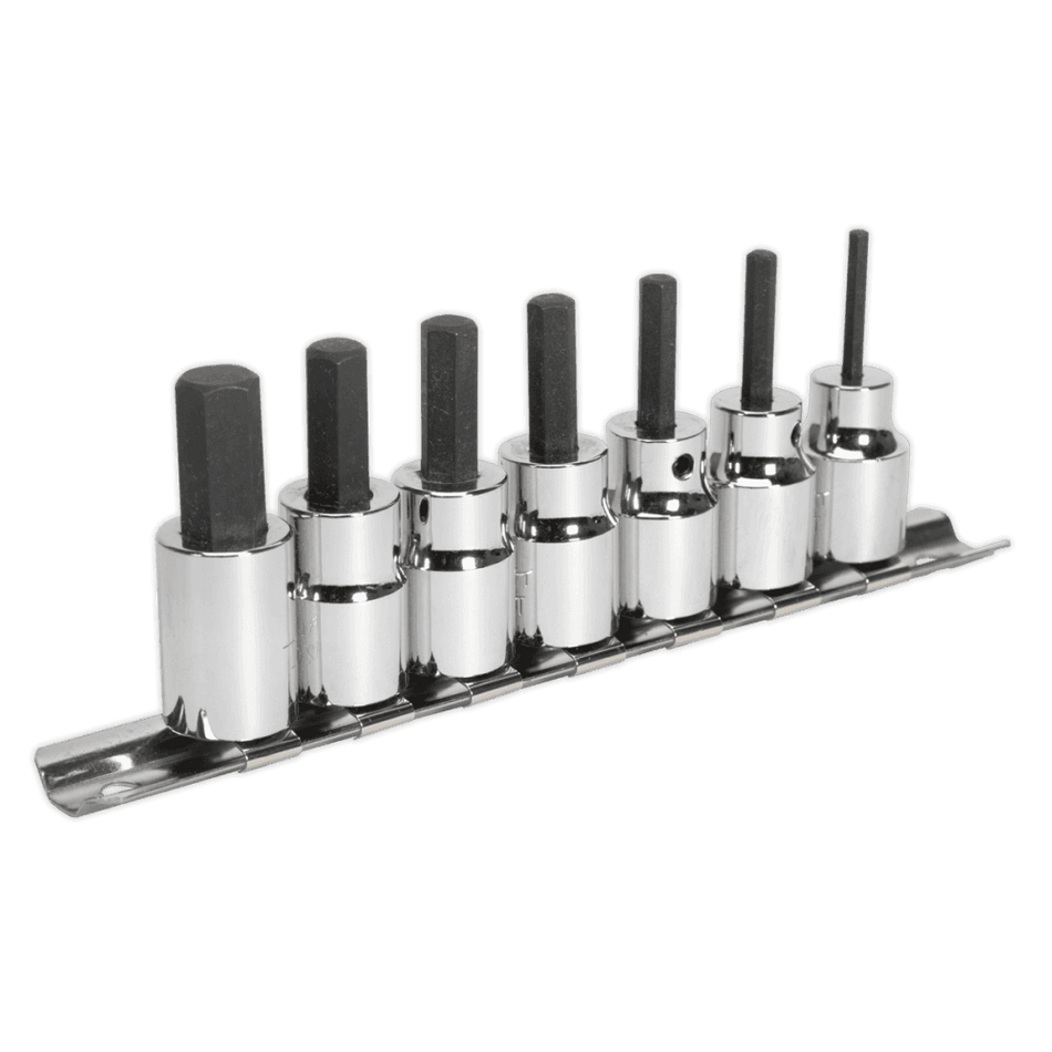 Sealey Hex Socket Bit Set 7pc 3/8"Sq Drive Metric Model No-AK62253