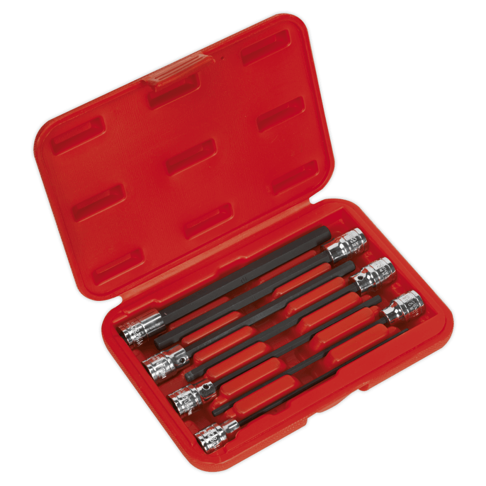 Sealey Hex Socket Bit Set 7pc 3/8"Sq Drive 150mm Metric Model No-AK62255