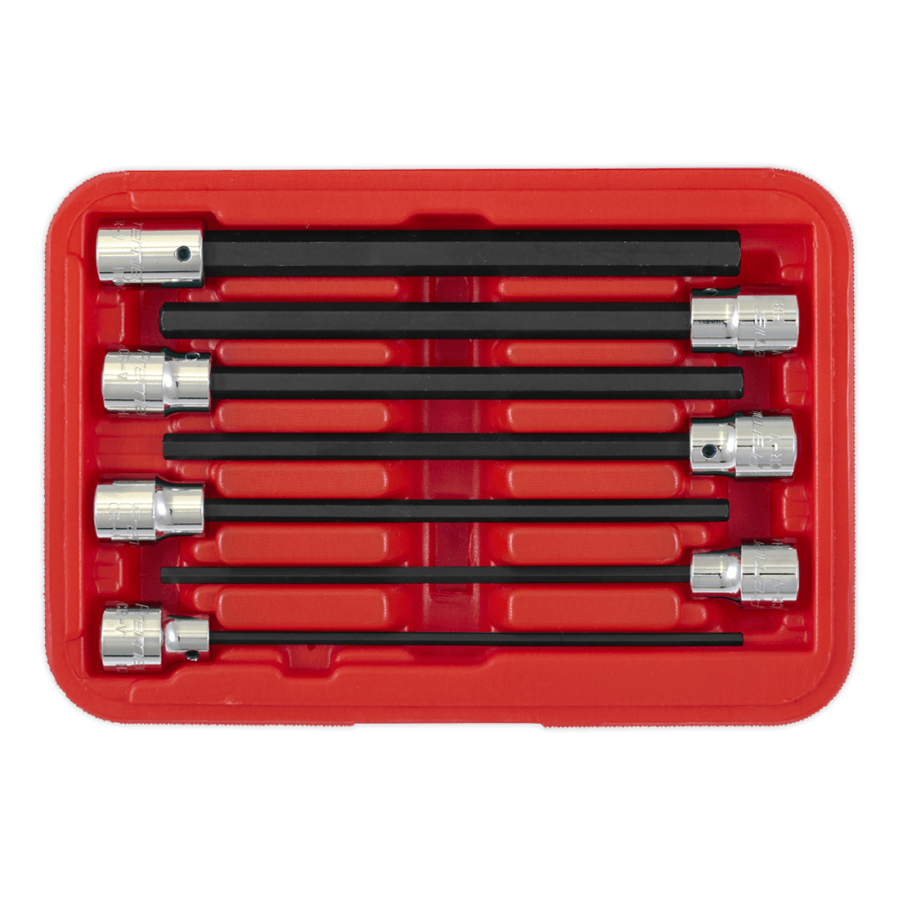 Sealey Hex Socket Bit Set 7pc 3/8"Sq Drive 150mm Metric Model No-AK62255